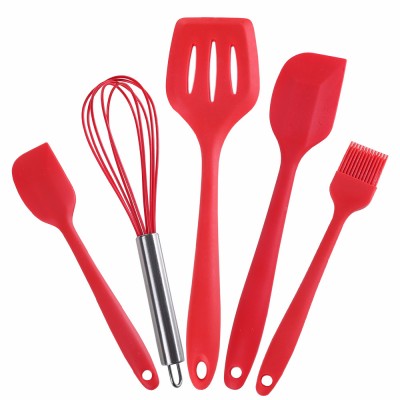 5pcs Heat Resistant Food Grade Silicone Kitchen Utensils Cooking Spatula Set