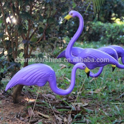 Hot!1 Pair Purple Lawn Flamingo Figurine Plastic Party Grassland Garden Ornaments Decor