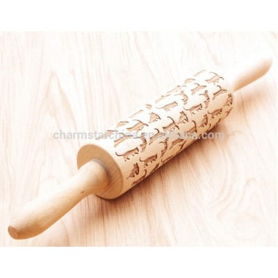 New Arrival! High Quality Non-stick Embossed Wooden Cake Decorating Rolling Pins