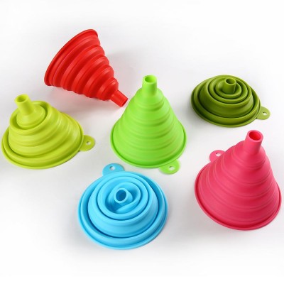 High Quality Silicone Folding Funnels,Collapsible Funnel Set 5 Color Available